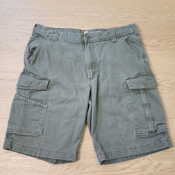 Carhartt Cargo Shorts Mens Size 36 Green Canvas Relaxed Fit Work Casual Utility - Picture 9 of 10